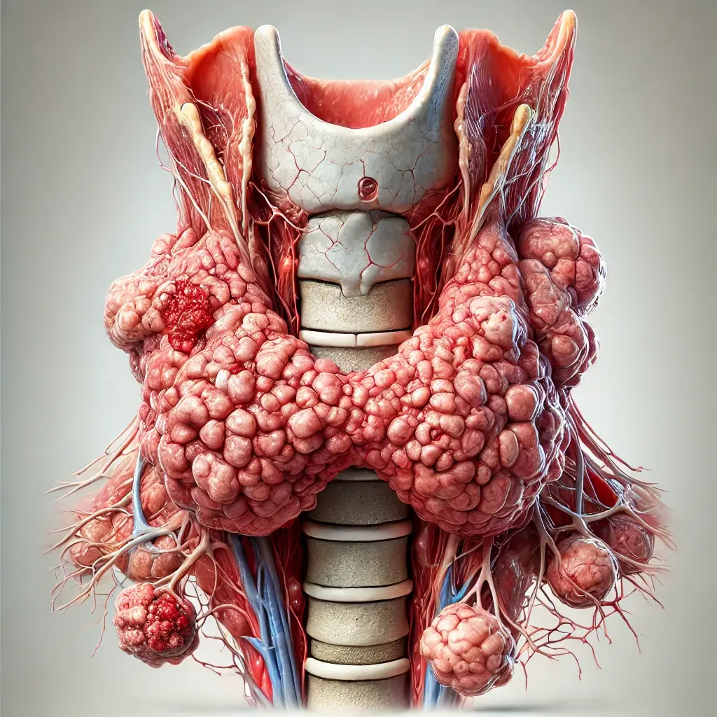Medical illustration of an anaplastic thyroid cancer tumor